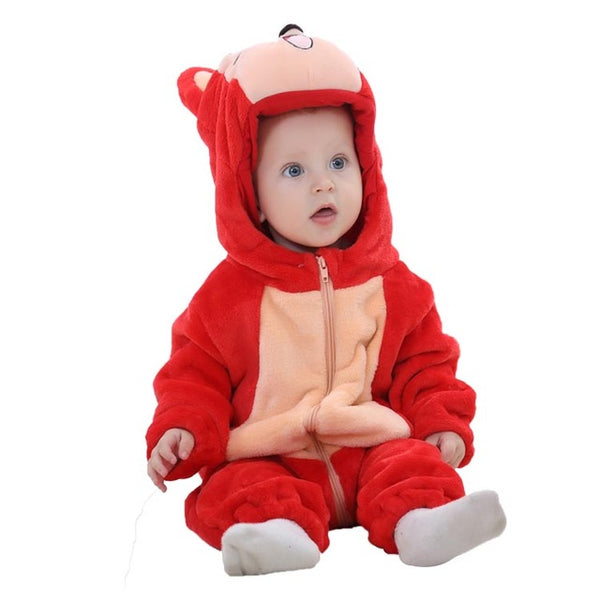 Cute Animal Hooded Baby  Romper - Red Fox