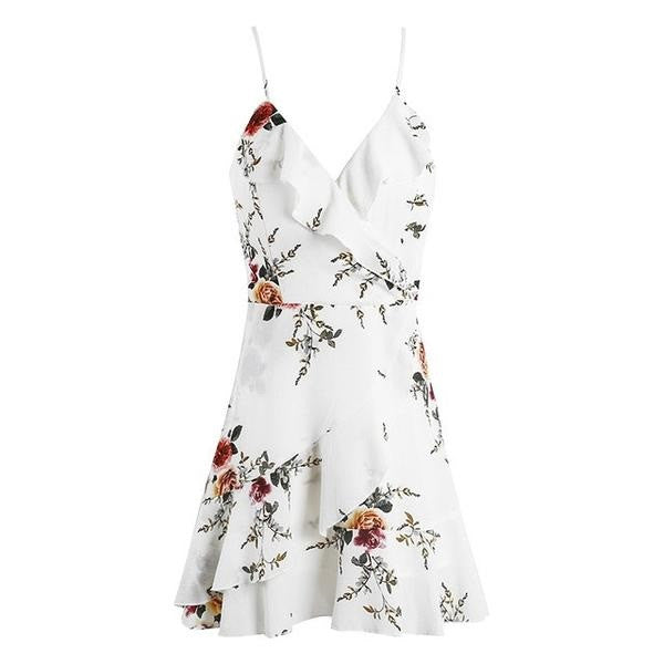 Stacee White Floral Print Wrap Dress