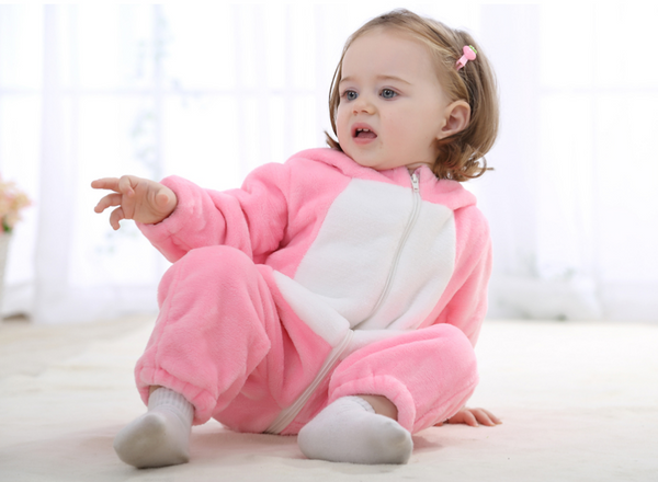 Cute Animal Hooded Baby  Romper - Pink Rabbit