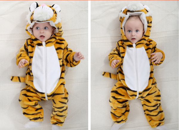 Cute Animal Hooded Baby  Romper - Tiger