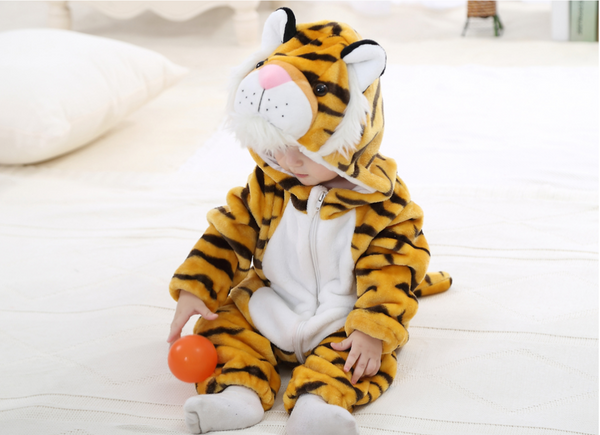 Cute Animal Hooded Baby  Romper - Tiger