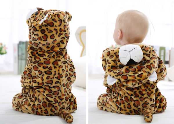 Cute Animal Hooded Baby  Romper - Leopard