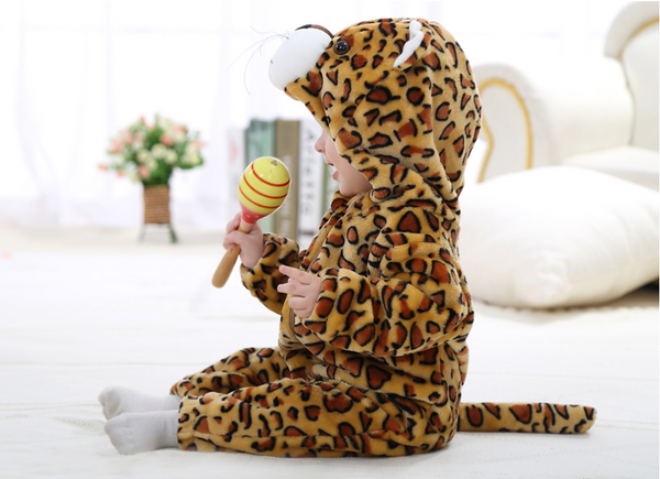 Cute Animal Hooded Baby  Romper - Leopard