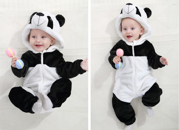 Cute Animal Hooded Baby  Romper - Panda