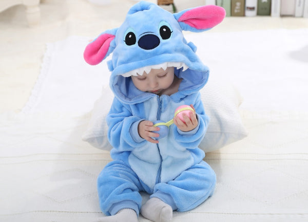 Cute Animal Hooded Baby  Romper - The Blue