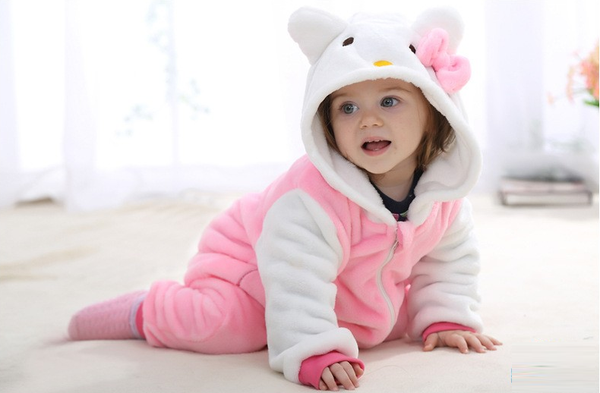 Cute Animal Hooded Baby  Romper - Kitty