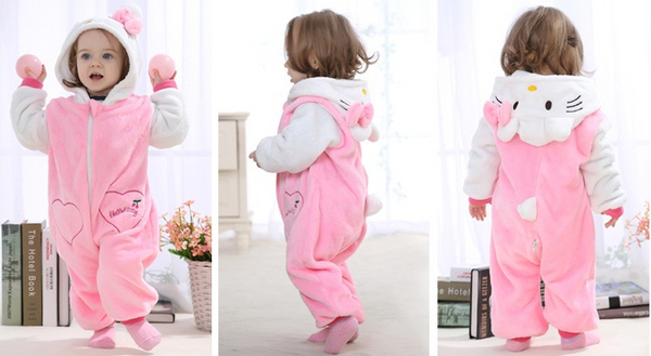 Cute Animal Hooded Baby  Romper - Kitty