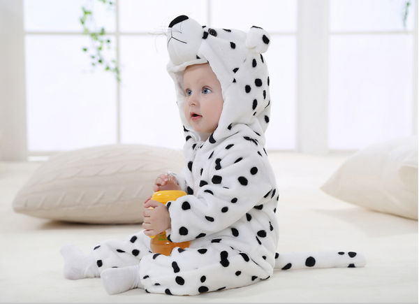 Cute Animal Hooded Baby  Romper - Black Spots