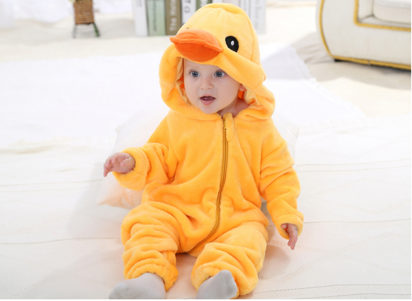 Cute Animal Hooded Baby  Romper - Yellow Duck