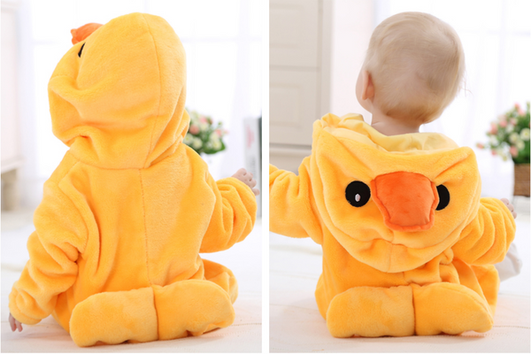 Cute Animal Hooded Baby  Romper - Yellow Duck