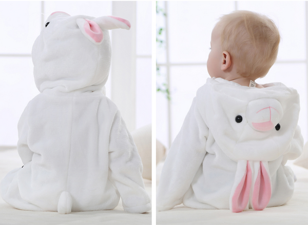 Cute Animal Hooded Baby  Romper - White Rabbit