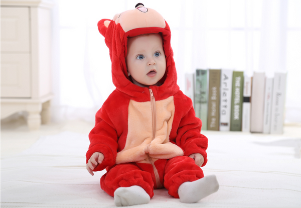 Cute Animal Hooded Baby  Romper - Red Fox