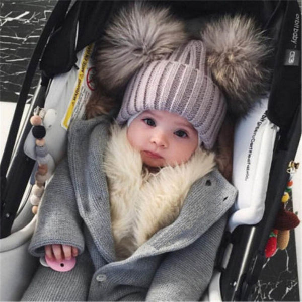 Double Pom Pom Beanie Hat
