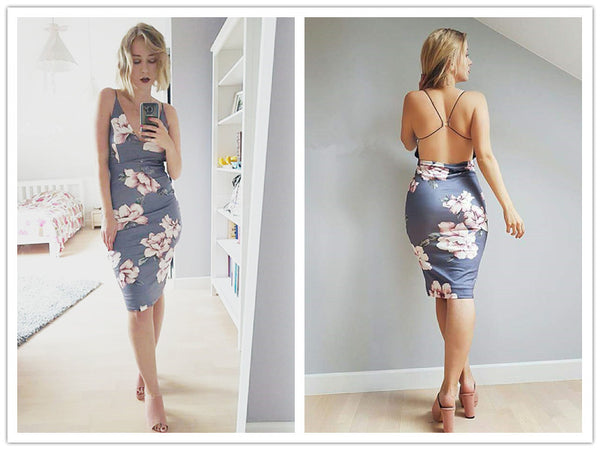 Elegant  Backless Midi Dress