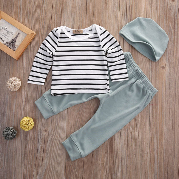 Green and White Striped 3 piece Set