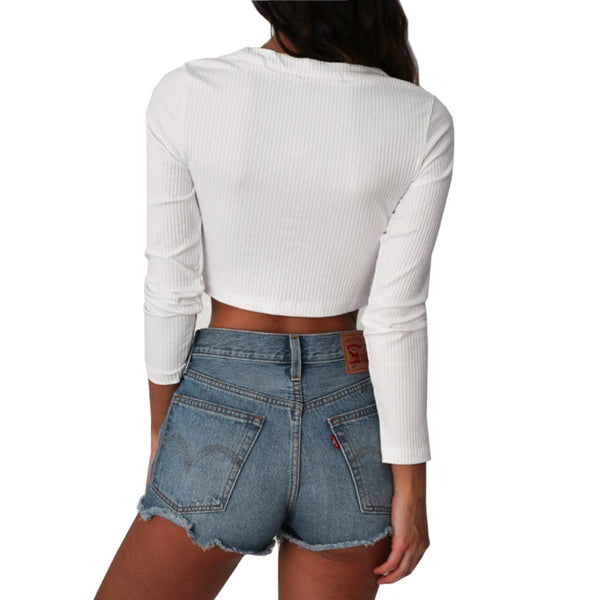Lace Up Cropped T-Shirt