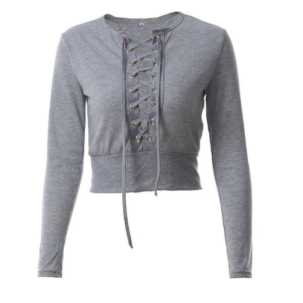 Lace Up Cropped T-Shirt