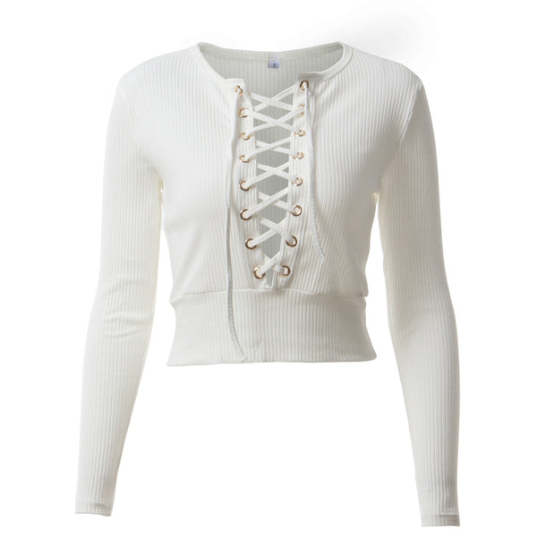 Lace Up Cropped T-Shirt