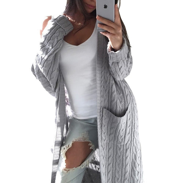 Long Sleeve  Open Front Loose Fit Cardigan