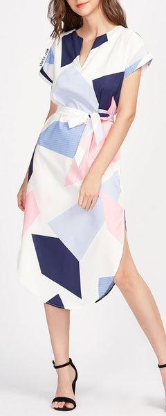Geometric Color Block Dress