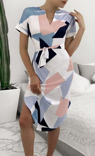 Geometric Color Block Dress