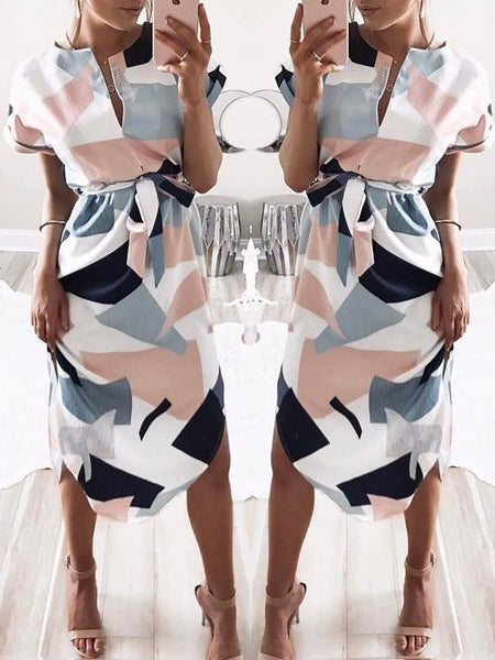 Geometric Color Block Dress