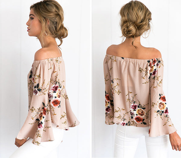 Off Shoulder Chiffon Blouse