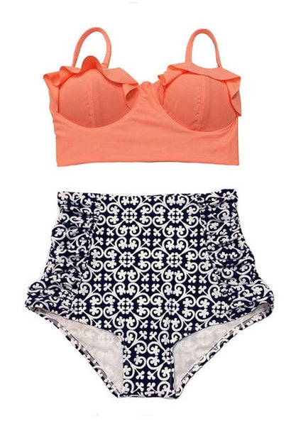 Delia Vintage Style High Waist Push Up Bikini