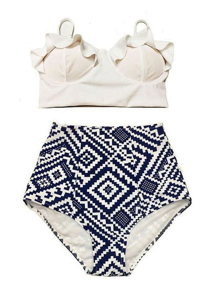 Delia Vintage Style High Waist Push Up Bikini