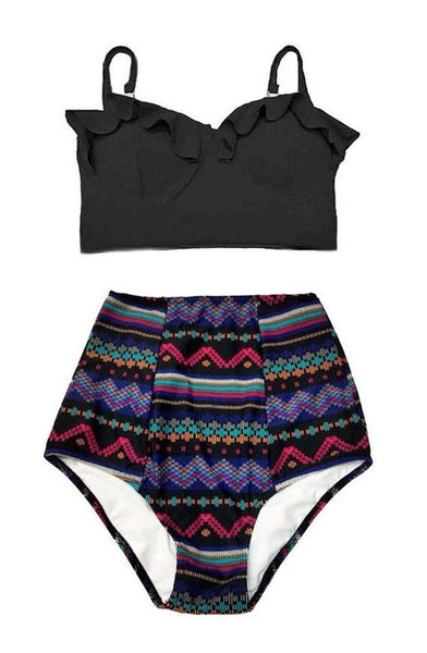 Delia Vintage Style High Waist Push Up Bikini