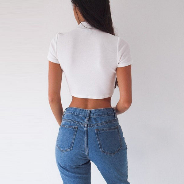 Lace Up Cropped Short Sleeve T-Shirt