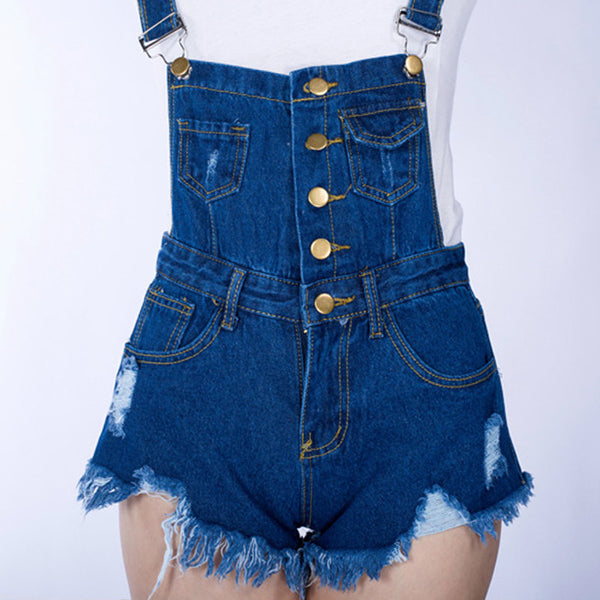Distressed Denim Overalls