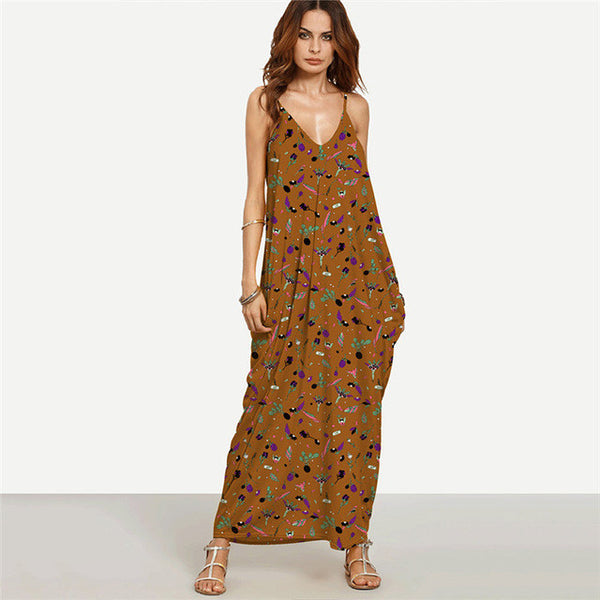Senna Spaghetti Strap Boho  Maxi  Dress Plus Size