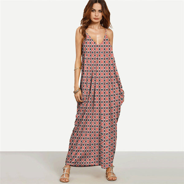 Senna Spaghetti Strap Boho  Maxi  Dress Plus Size