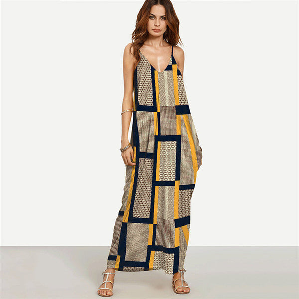 Senna Spaghetti Strap Boho  Maxi  Dress Plus Size