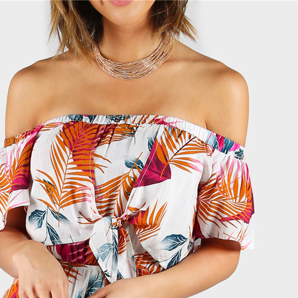 Palm Leaf  Summer Outfit Romper