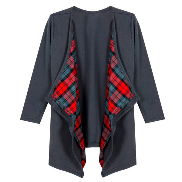Mother And Daughter Plaid Cardigan