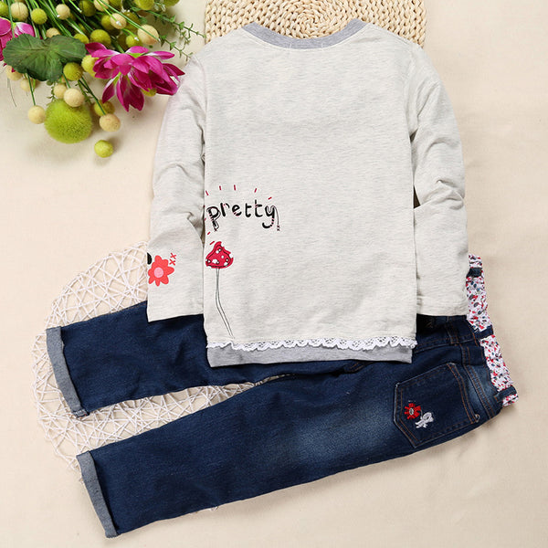 Girls Embroidered 2 Piece Outfit