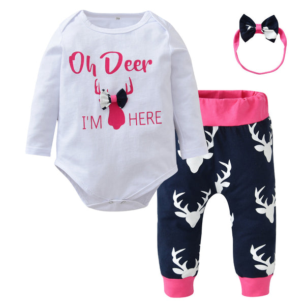 Oh Deer I'm Here 3 Pc Set - Pink