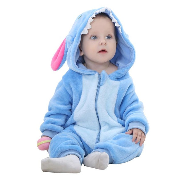 Cute Animal Hooded Baby  Romper - The Blue