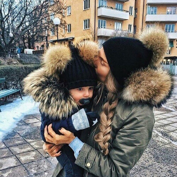 Mommy and Me Pom Pom Hat