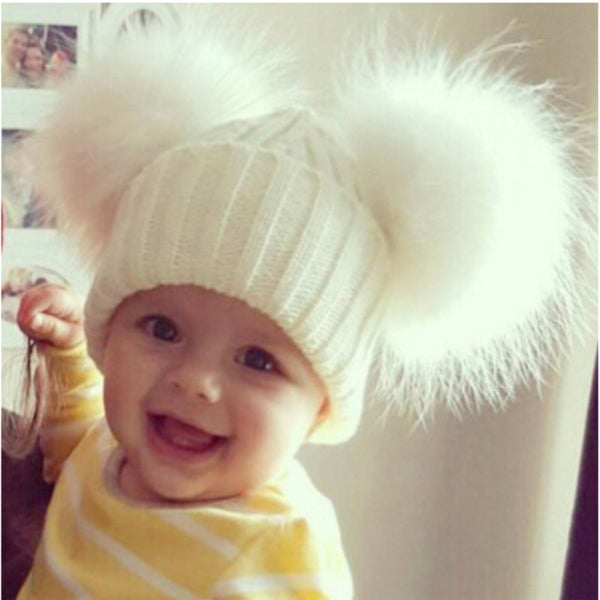 Double Pom Pom Beanie Hat