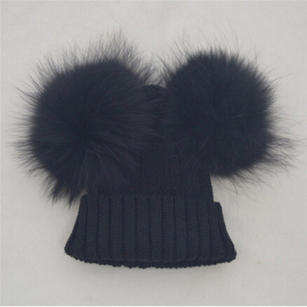 Double Pom Pom Beanie Hat
