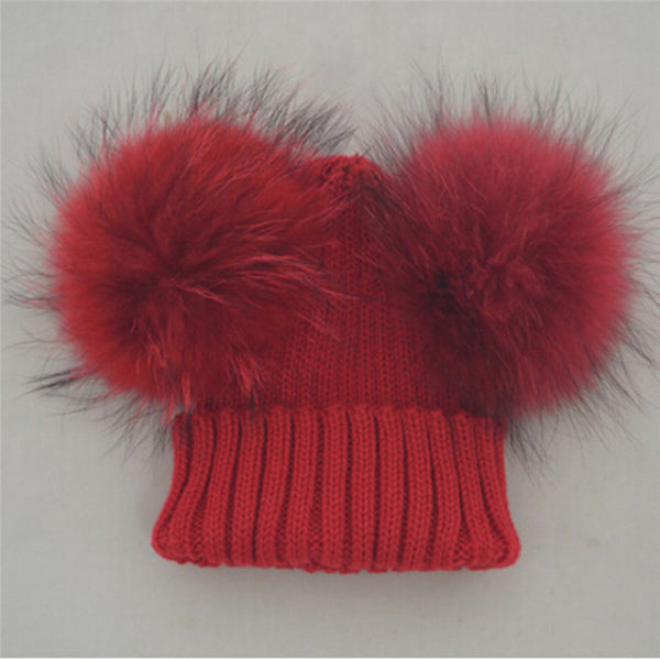Double Pom Pom Beanie Hat