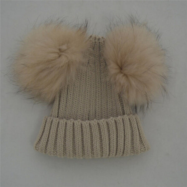 Double Pom Pom Beanie Hat