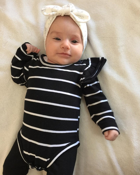 Cute baby clothes striped long sleeve romper for girls